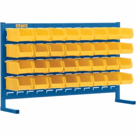 Louvered Rack with Bins, 32 Bins, 36″ W x 8-1/4″ D x 22″ H