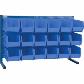 Louvered Rack with Bins, 18 Bins, 8-1/4″ W x 36″ D x 22″ H
