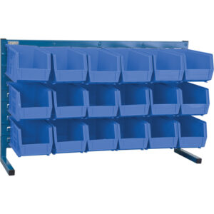 Louvered Rack with Bins, 18 Bins, 8-1/4″ W x 36″ D x 22″ H