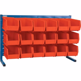 Louvered Rack with Bins, 18 Bins, 36″ W x 8-1/4″ D x 22″ H