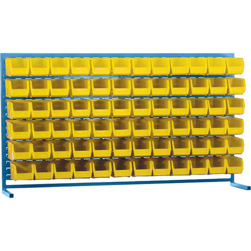Louvered Rack with Bins, 72 Bins, 72" W x 15" D x 40" H