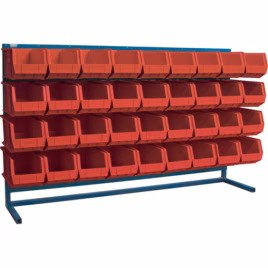 Louvered Rack with Bins, 36 Bins, 72″ W x 15″ D x 40″ H
