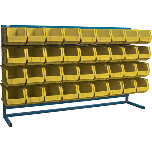 Louvered Rack with Bins, 36 Bins, 72" W x 15" D x 40" H
