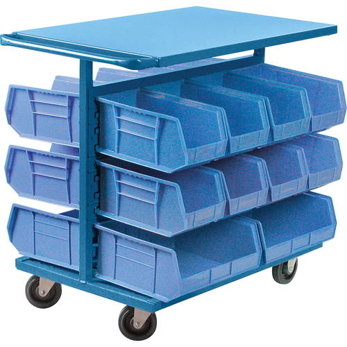 Bin Cart with Bins, Double-sided, 20 bins, 24" W x 38-1/2" D x 36-1/2" H