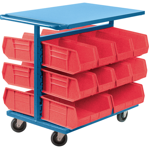Bin Cart with Bins, Double-sided, 20 bins, 24" W x 38-1/2" D x 36-1/2" H