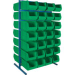 Double-Sided Stationary Bin Rack, 61" W x 56" D x 24" H, 56 Bins