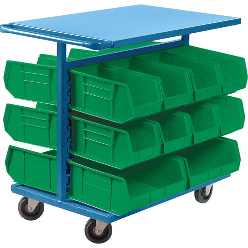 Bin Cart with Bins, Double-sided, 20 bins, 24" W x 38-1/2" D x 36-1/2" H