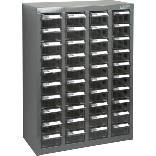 KPC-600 Parts Cabinet, Galvanized Steel, 40 Drawers, 18-3/10" x 8-7/10" x 25-3/10", Grey