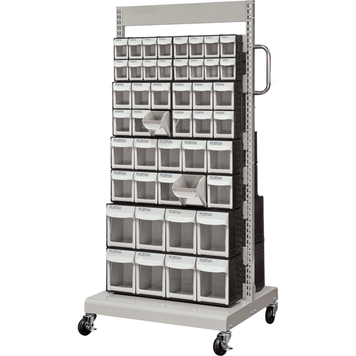 Mobile Tilt Bin Rack, Double-sided, 92 bins, 26-1/4" W x 22" D x 57-1/2" H