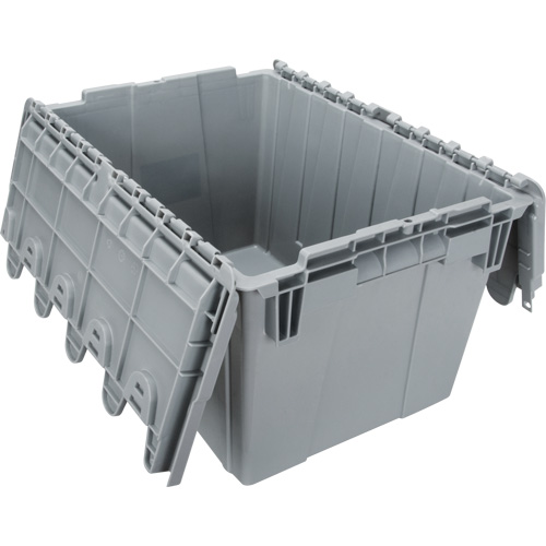 Flip Top Plastic Distribution Container, 21.65" x 15.5" x 12.5", Grey
