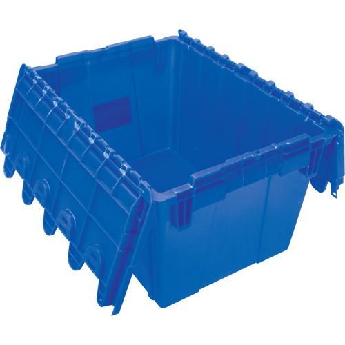 Flip Top Plastic Distribution Container, 21.65" x 15.5" x 12.5", Blue