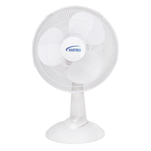 Oscillating Desk Fan with Push Buttons, 12" Diameter, 3 Speeds