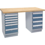 Pre-Designed Workbench, Dual Drawers, 2500 lbs. Cap., 60" W x 24" D, 34" H
