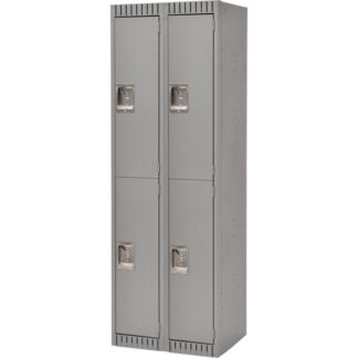 Lockers, 2 -tier, Bank of 2, 24" x 18" x 72", Steel, Grey, Rivet (Assembled)