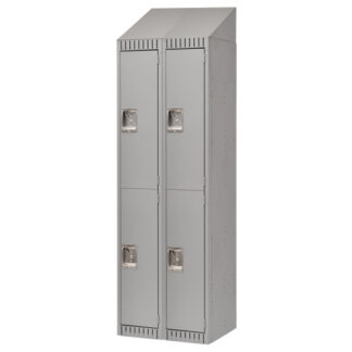 Assembled Lockers, 2 -tier, Bank of 2, 24" x 18" x 72", Steel, Grey, Rivet (Assembled)