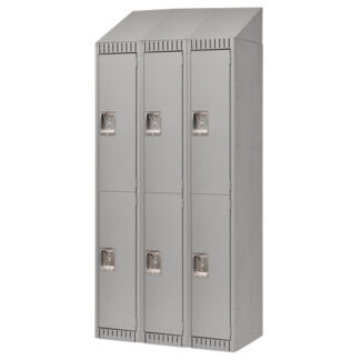 Assembled Lockers, 2 -tier, Bank of 3, 36" x 18" x 72", Steel, Grey, Rivet (Assembled)