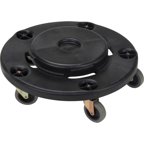 Waste Container Dolly, Polypropylene, Black, Fits: 24" Dia.