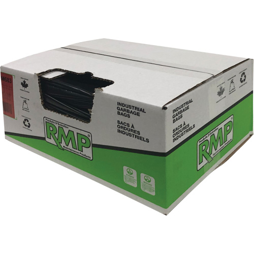 Industrial Garbage Bags, X-Strong, 50" W x 50" L, 1.5 mils, Black, Open Top