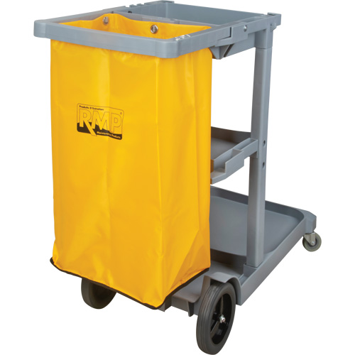 Janitor Cart, 44" x 20" x 38", Plastic, Grey