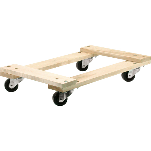 Wood Dollies - Medium-Duty, Polyolefin Wheels, 900 lbs. Capacity, 18" W x 24" D x 7" H