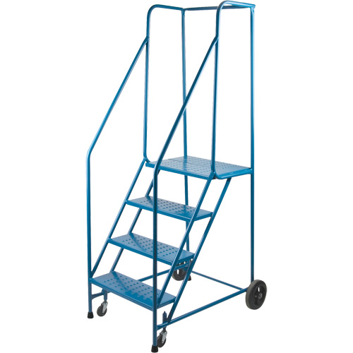 CSA Rolling Step Ladder with Spring-Loaded Front Casters, 4 Steps, 22" Step Width, 37" Platform Height, Steel
