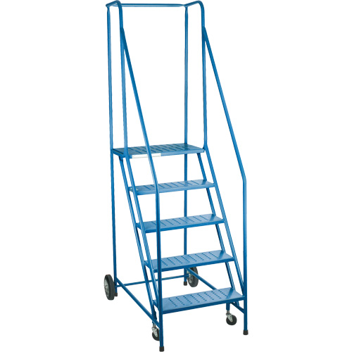CSA Rolling Step Ladder with Spring-Loaded Front Casters, 5 Steps, 22" Step Width, 46" Platform Height, Steel