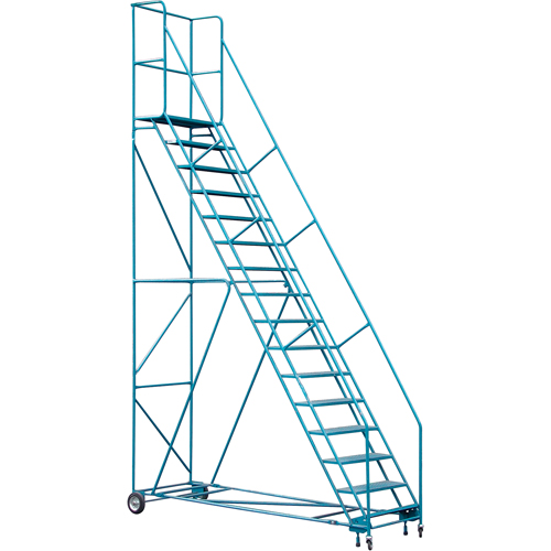 CSA Rolling Step Ladder with Locking Step and Spring-Loaded Front Casters, 16 Steps, 30" Step Width, 144" Platform Height, Steel