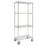 Wire Shelf Cart, Chrome Plated, 60" x 69" x 24", 800 lbs. Capacity