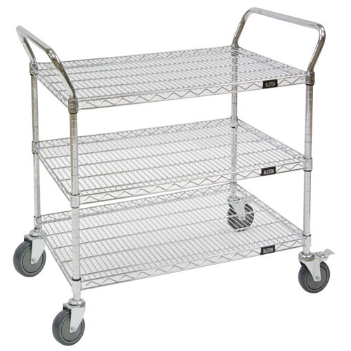 Wire Mesh Utility Cart, Chrome Plated, 60" x 39" x 24", 800 lbs. Capacity