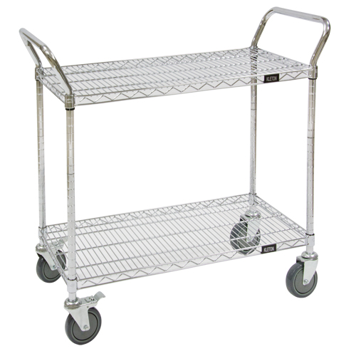 Wire Mesh Utility Cart, Chrome Plated, 48" x 39" x 18", 800 lbs. Capacity