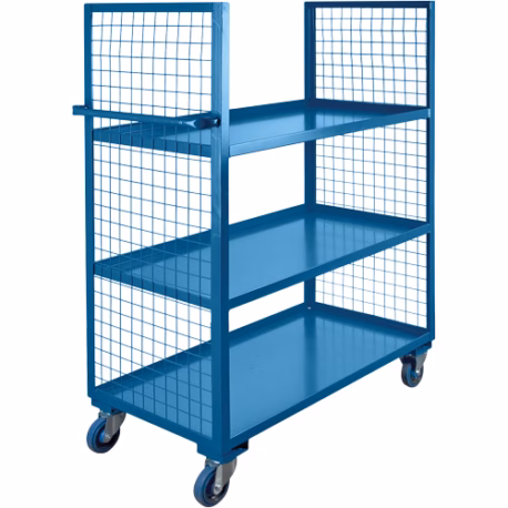 Wire Mesh Utility Cart, Steel, 30" x 63" x 63", 2400 lbs. Capacity