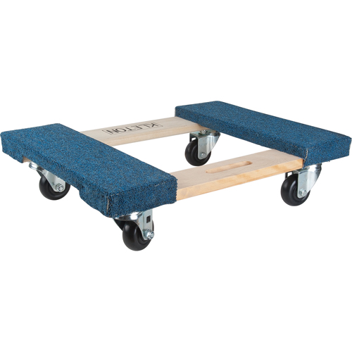 Carpeted Ends Hardwood Dolly, Wood Frame, 18" W x 30" L, 900 lbs. Capacity