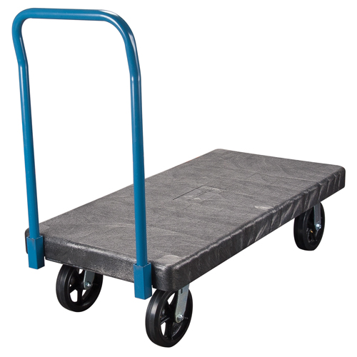 Plastic Platform Trucks, 60" L x 30" W, 2000 lbs. Cap., Mold-on Rubber Wheels