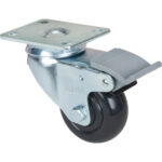 Caster, Swivel with Brake, 3" (76.2 mm), Polyolefin, 250 lbs. (113.4 kg)