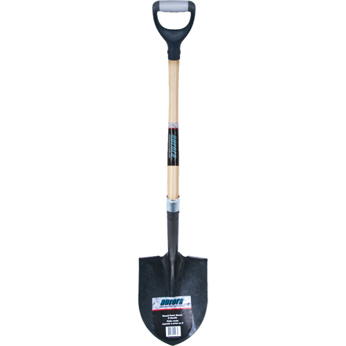 Heavy-Duty Round Point Shovel, Carbon Steel Blade, Hardwood, D-Grip Handle