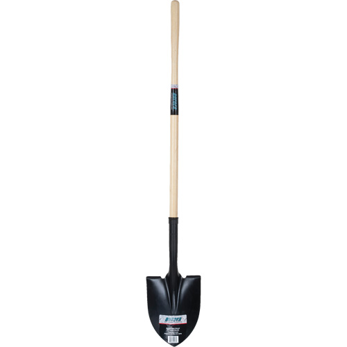Round Point Shovel, Tempered Steel Blade, Hardwood, Straight Handle