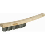 Long Handle Industrial-Duty Scratch Brush, Stainless Steel, 4 x 19 Wire Rows, 10-1/4" Long