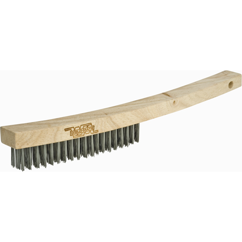 Long Handle Industrial-Duty Scratch Brush, Carbon Steel, 4 x 19 Wire Rows, 13-3/4" Long