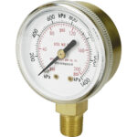 Brass Gauge, 2-1/2" , 200 psi, Bottom Mount, Analogue
