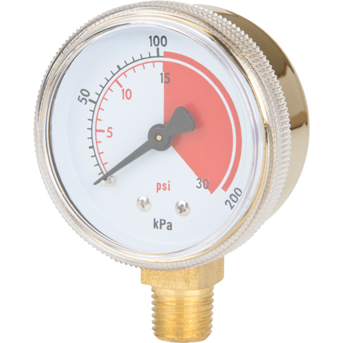 Brass Gauge, 2-1/2" , 30 psi, Bottom Mount, Analogue