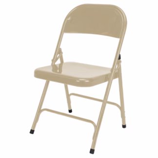 Folding Chair, Steel, Beige, 300 lbs. Weight Capacity