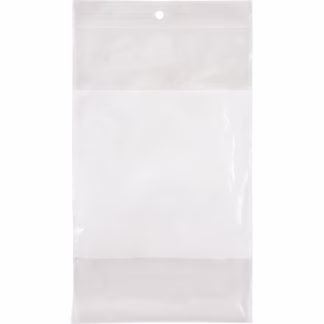 White Block Poly Bags, Reclosable, 8" x 5", 2 mils