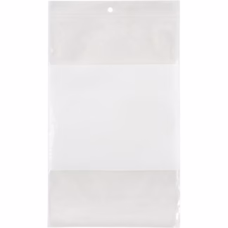 White Block Poly Bags, Reclosable, 9" x 6", 2 mils