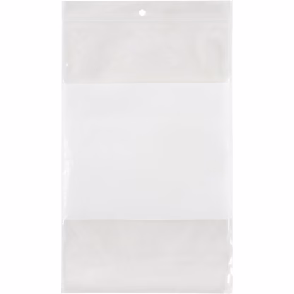 White Block Poly Bags, Reclosable, 9" x 6", 2 mils