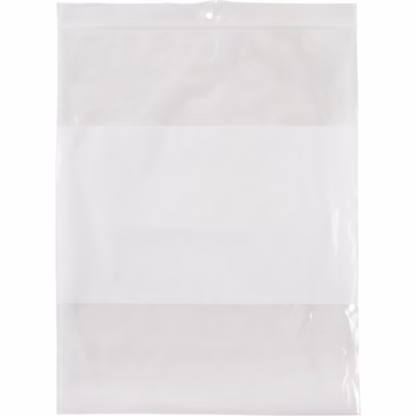 White Block Poly Bags, Reclosable, 10" x 8", 2 mils