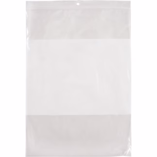 White Block Poly Bags, Reclosable, 12" x 9", 2 mils