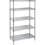 Heavy-Duty Chromate Wire Shelving, 5 Tiers, 72" W x 74" H x 24" D