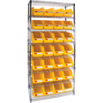 Heavy-Duty Wire Shelving Unit with Storage Bins, 8 Tiers, 36" W x 74" H x 18" D
