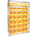 Heavy-Duty Wire Shelving Unit with Storage Bins, 8 Tiers, 48" W x 74" H x 18" D