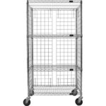 Enclosed Wire Shelf Cart, Chrome Plated, 48" x 69" x 24", 800 lbs. Capacity